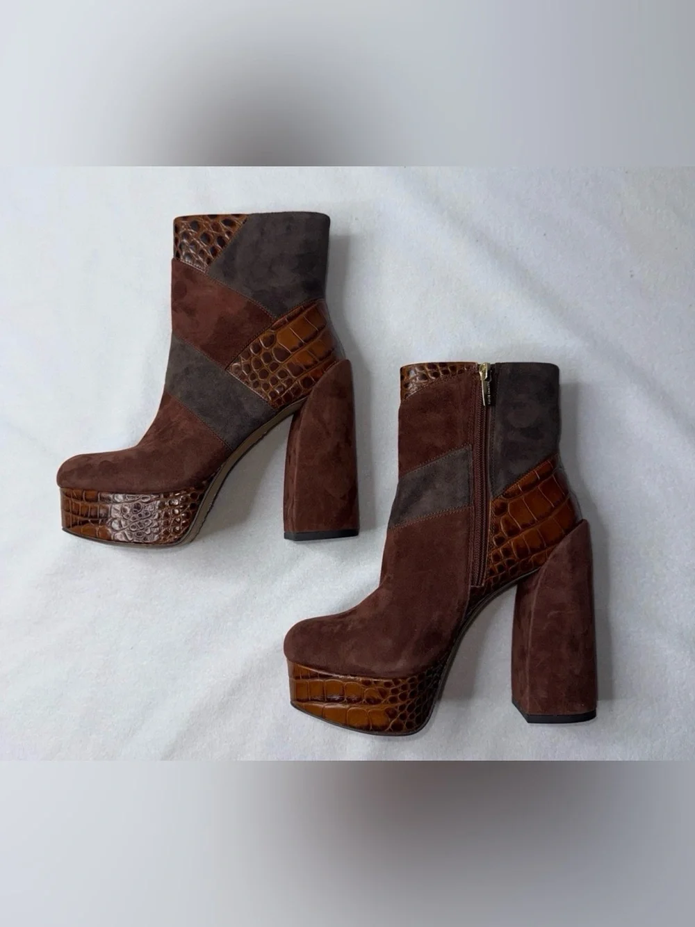 Women's Brown Suede Platform Ankle Boots